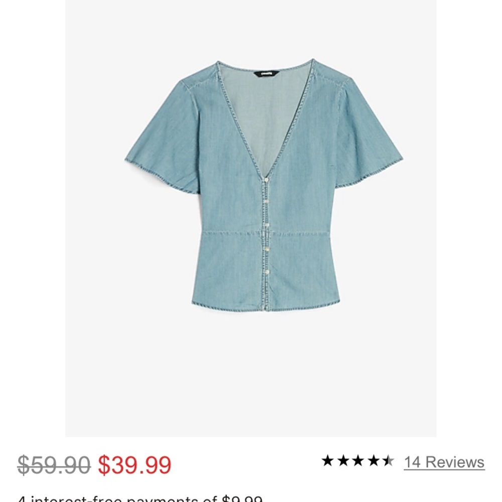 Express denim button front peplum top